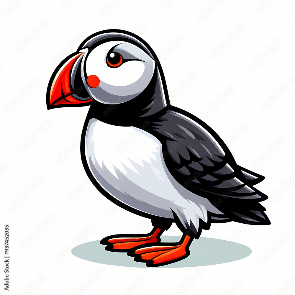vector illustration of a Puffin bird against white background vector illustration of a Puffin bird against white background