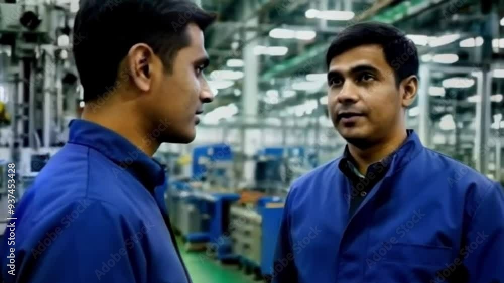 Two Engineers Discussing Work in a Factory
Two Engineers Discussing Work in a Factory