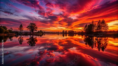 Velvet Crimson Dusk Reflection Paradox photo