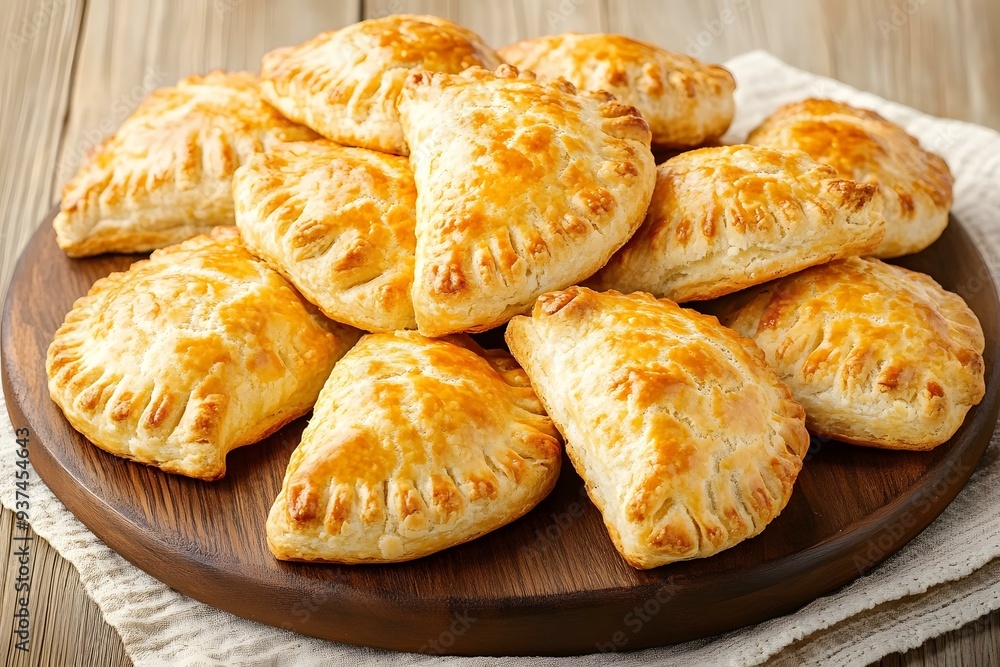 Golden Brown Pastry Puffs On Wooden Board Golden Brown Pastry Puffs On Wooden Board