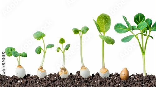 stage of seed to plant isolated on white background