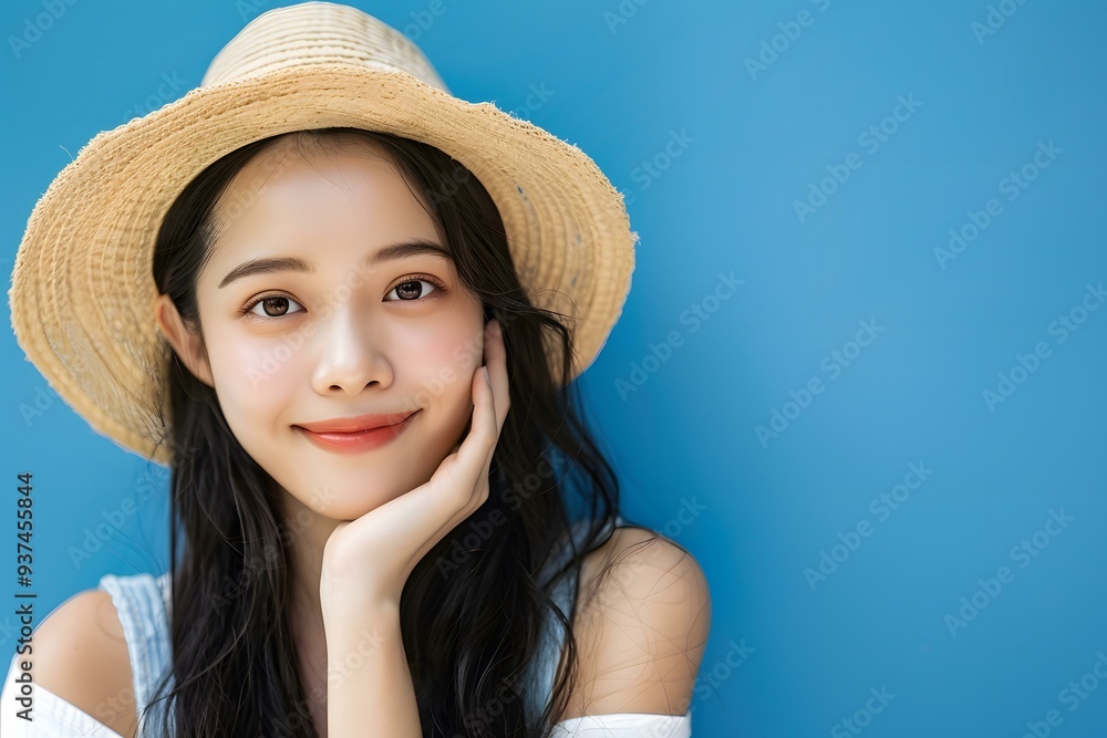Portrait of a Young Woman Wearing a Straw Hat Portrait of a Young Woman Wearing a Straw Hat