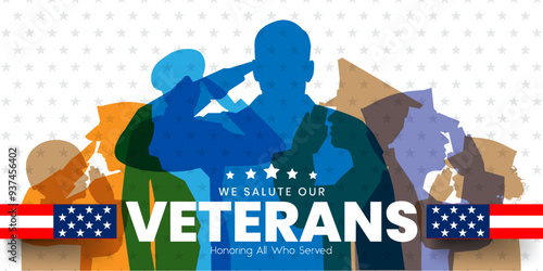 Veterans day poster. Veteran's day illustration with american flag, 11th November, Vector illustration