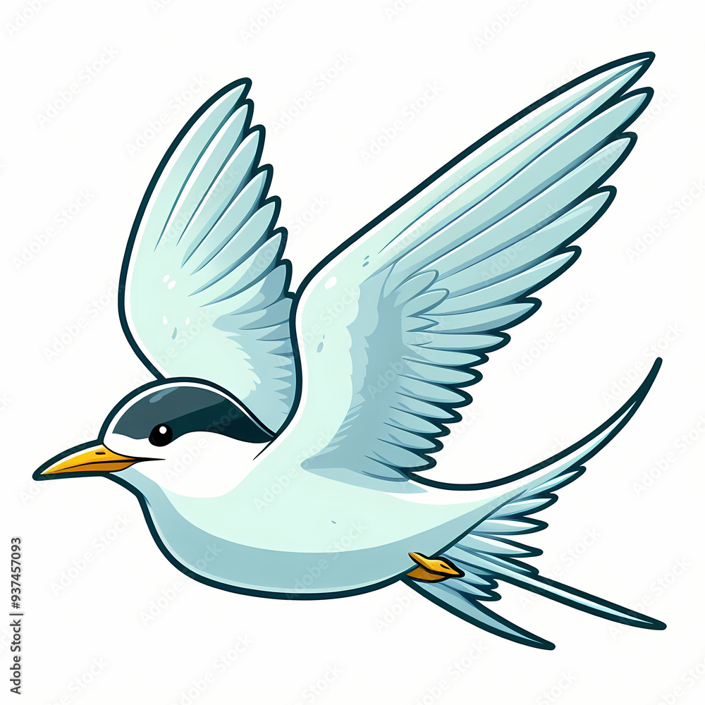 vector illustration of a Tern bird against white background vector illustration of a Tern bird against white background