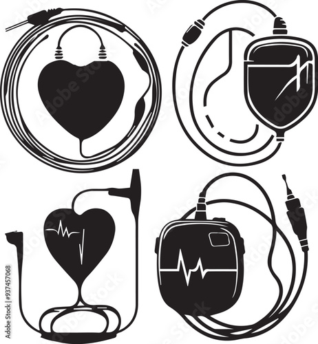 Pacemaker silhouette, Pacemaker icon, Pacemaker vector, 