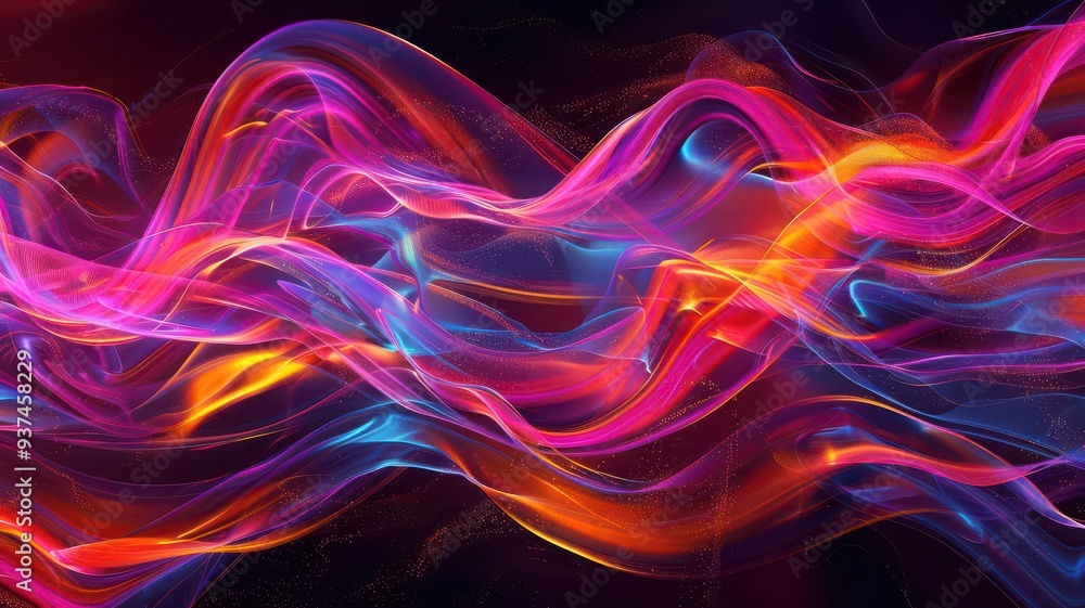 Neon waves forming organic patterns, dynamic and modern, digital painting Neon waves forming organic patterns, dynamic and modern, digital painting