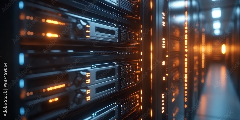 AI-driven data processing, algorithm executing on high-performance servers, futuristic tech in action AI-driven data processing, algorithm executing on high-performance servers, futuristic tech in action