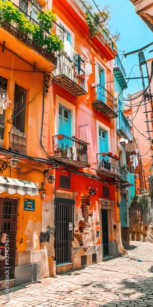 Fototapeta premium Colorful Buildings in a Narrow Street