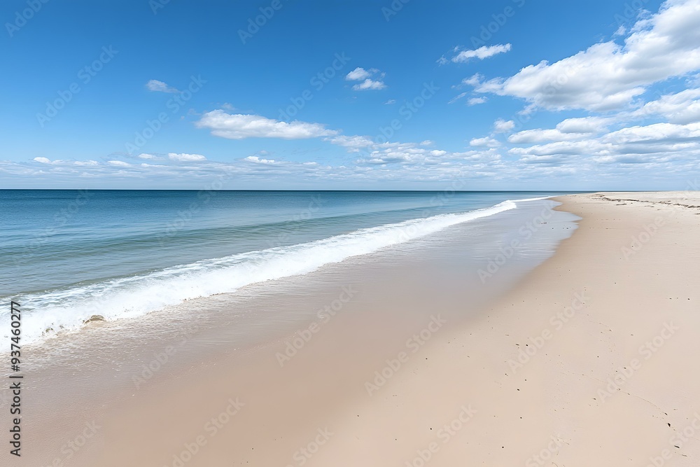 Beautiful Sandy Beach With Blue Sky and White Clouds Beautiful Sandy Beach With Blue Sky and White Clouds