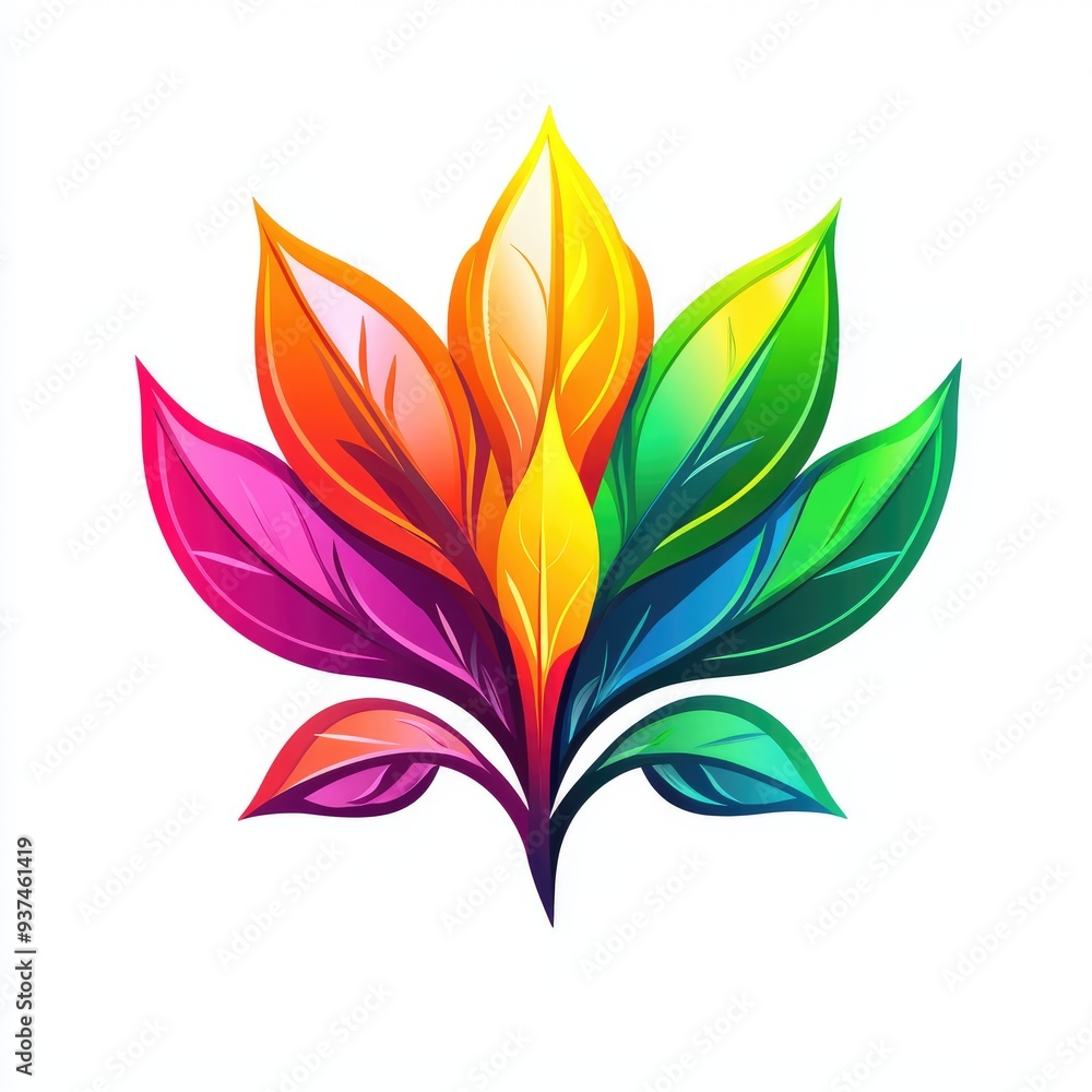 Vibrant colorful leaf design symbolizing nature and growth Vibrant colorful leaf design symbolizing nature and growth