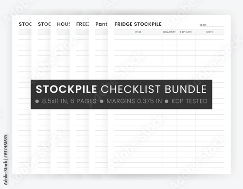 Emergency Stockpile Checklist Printable Template,  Pantry Inventory Sheet, Stock Household Inventory List, Food, Freezer, Stockpile tracker bundle