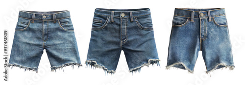 Blue denim shorts set isolated on transparent background
