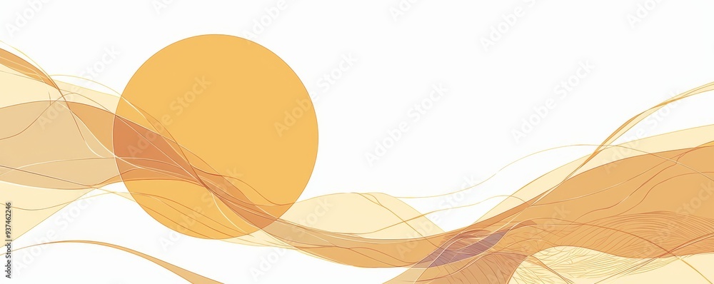Fototapeta premium Simple Line Drawing of the Sun with Continuous Line in Vector Illustration on White Background