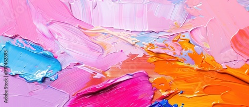 Vibrant Abstract Oil Canvas, a hand-painted masterpiece showcasing a blend of colors and textures, embodying modern contemporary art with expressive brushwork and dynamic patterns. © Mitzuha