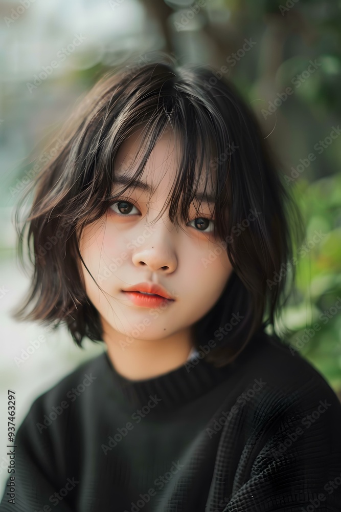 Close Up Portrait of Young Woman With Short Hair Close Up Portrait of Young Woman With Short Hair