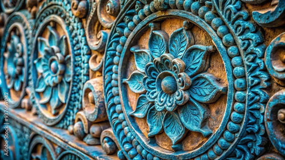 Intricate cerulean patterns surround ancient stone carvings, highlighting details, with macro lens, aperture f/2.8, ISO 200, natural light, shallow depth of field. Intricate cerulean patterns surround ancient stone carvings, highlighting details, with macro lens, aperture f/2.8, ISO 200, natural light, shallow depth of field.