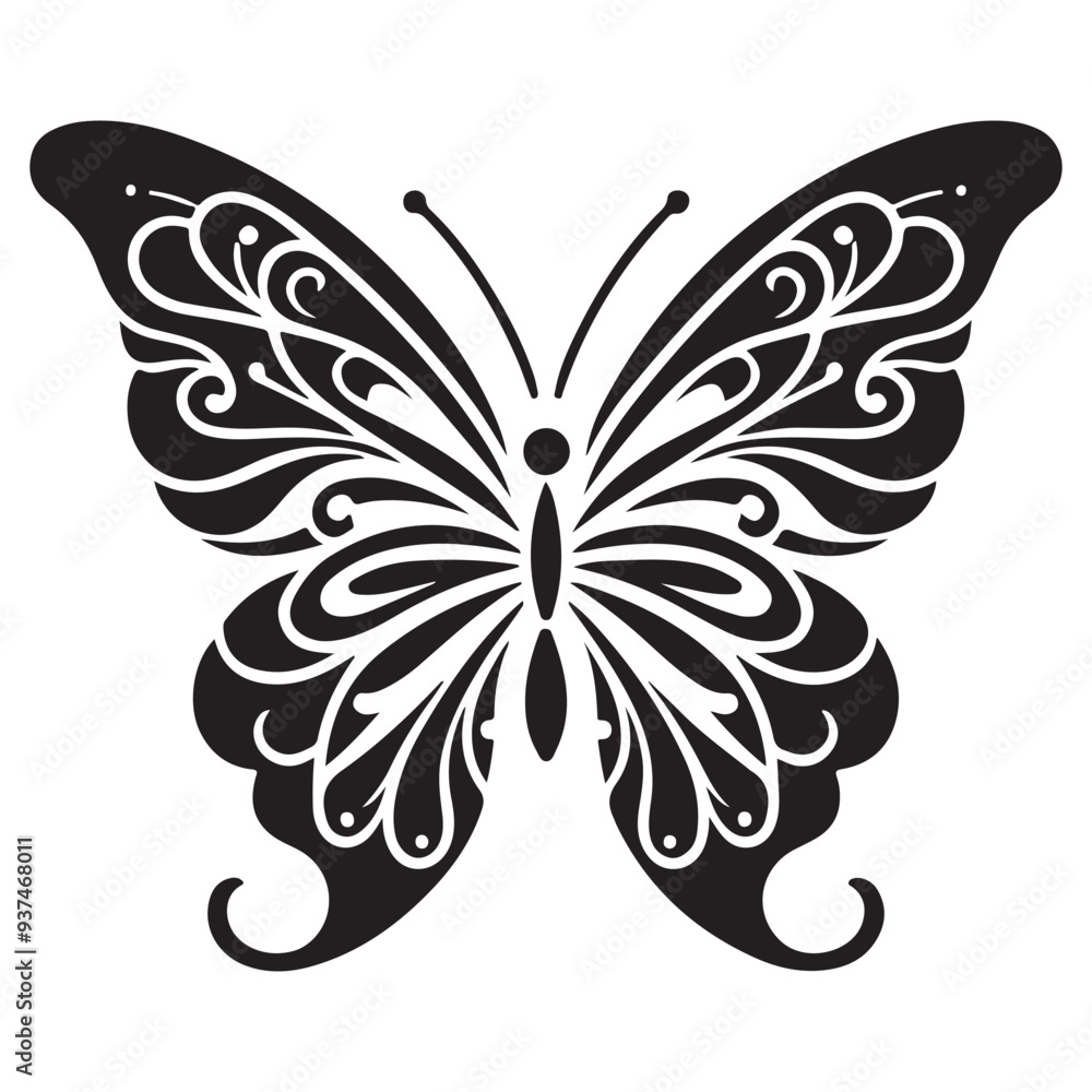 Flying Butterfly Vector Silhouette. Beauty Butterfly Vector icon design Flying Butterfly Vector Silhouette. Beauty Butterfly Vector icon design