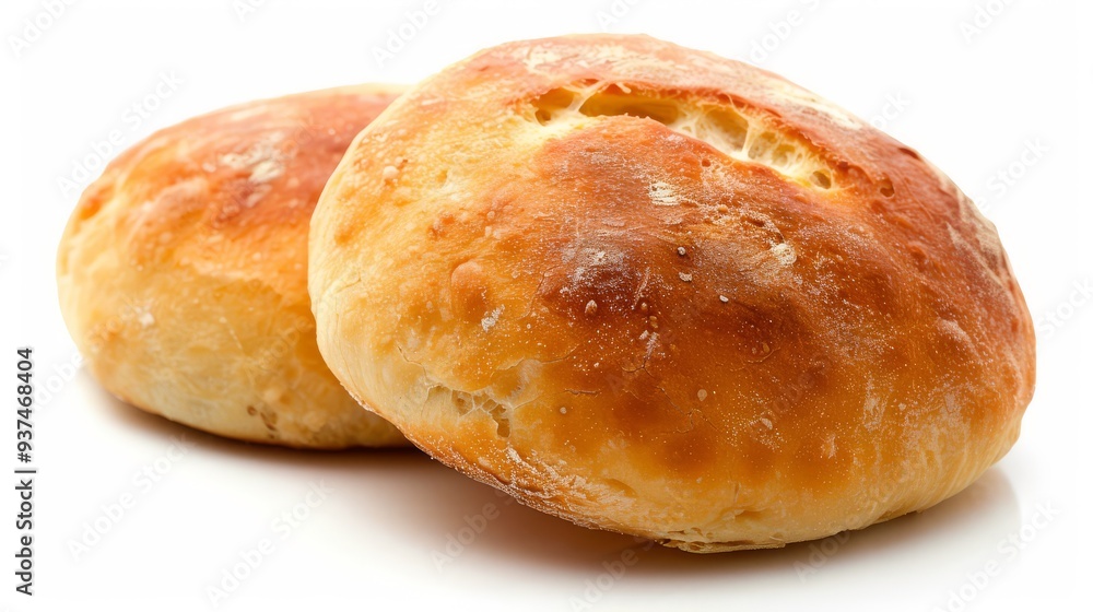 Two Fresh Baked Bread Rolls Isolated on White Background Two Fresh Baked Bread Rolls Isolated on White Background