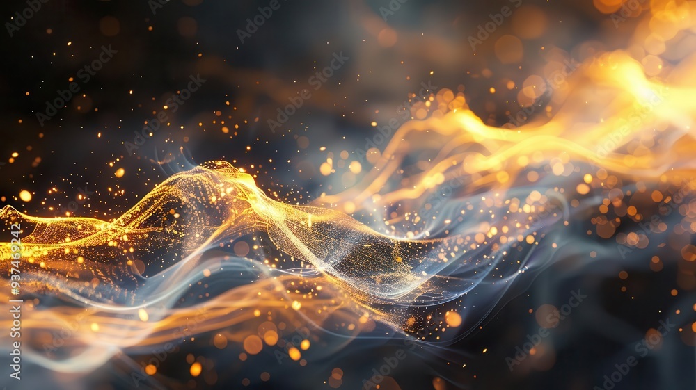 Obraz premium Streams of light creating abstract organic designs, lively and dynamic, 3D render