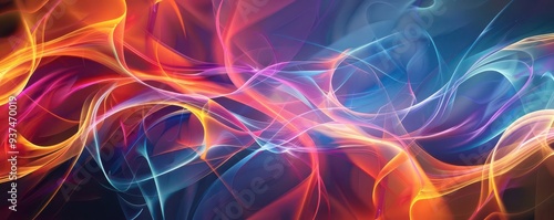 Streams of light forming dynamic and vibrant shapes, organic patterns, digital art