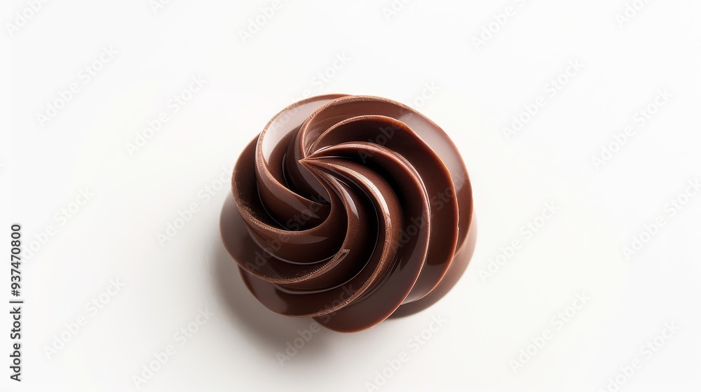 Dark Chocolate Swirl Candy Top View Isolated on White Dark Chocolate Swirl Candy Top View Isolated on White