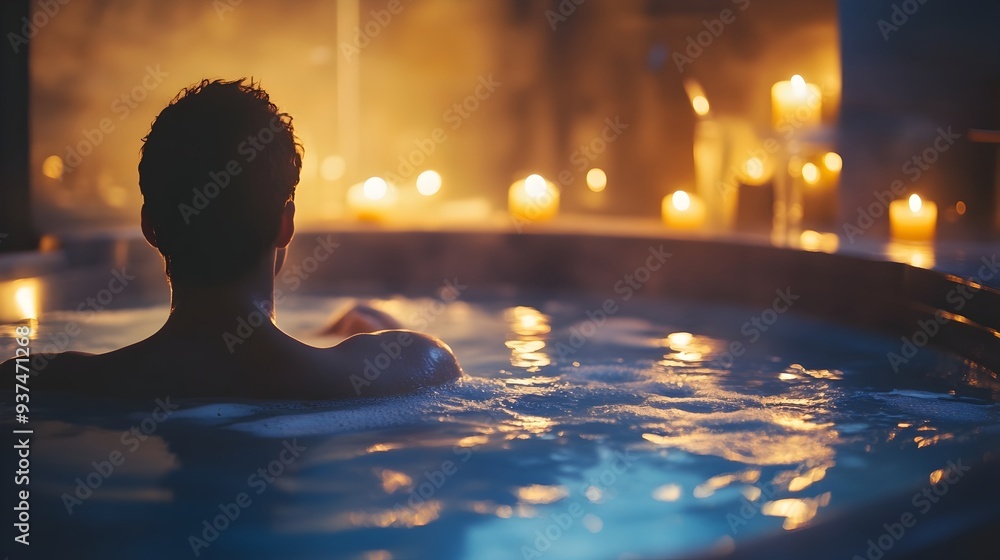 Indulging in a serene moment of self care the person soaks in a warm calming bath surrounded by the gentle glow of candles creating a sanctuary of relaxation and rejuvenation Indulging in a serene moment of self care the person soaks in a warm calming bath surrounded by the gentle glow of candles creating a sanctuary of relaxation and rejuvenation