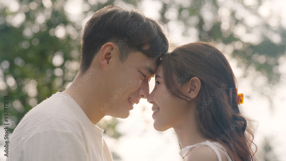 Young adult asia people fiance happy lover flirt fall in love nose kiss hug cuddle care trust. Sweet comfort touch newlywed asian couple life man smile look at woman face relax warm time dating day. Young adult asia people fiance happy lover flirt fall in love nose kiss hug cuddle care trust. Sweet comfort touch newlywed asian couple life man smile look at woman face relax warm time dating day.