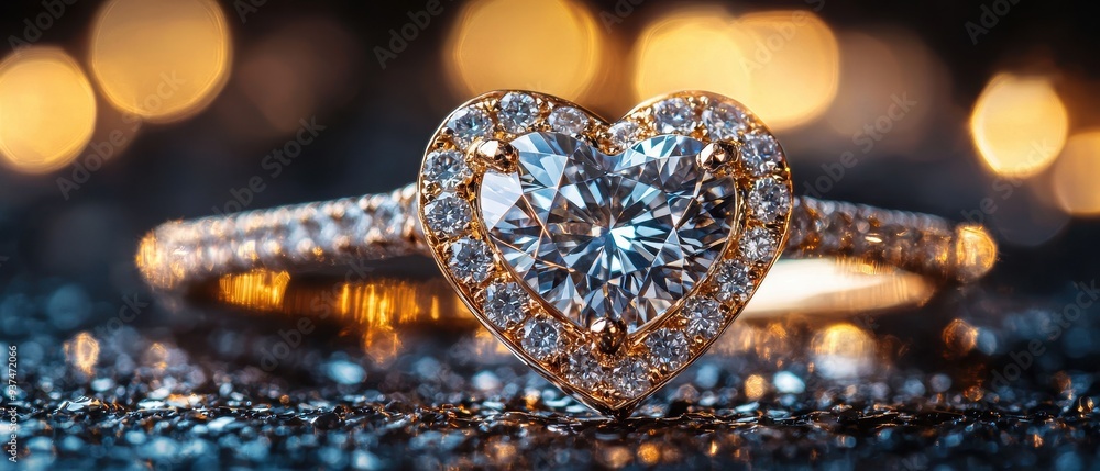 Captivating Heart-Shaped Diamond Ring Under Enchanting Lights Captivating Heart-Shaped Diamond Ring Under Enchanting Lights