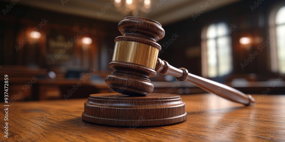 Judge's Hammer in Focus with Blurred Background of a Concerned Child Judge's Hammer in Focus with Blurred Background of a Concerned Child