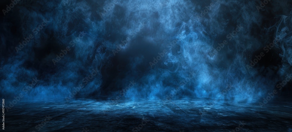 Blue Smoke Rising Above a Dark Wooden Floor Blue Smoke Rising Above a Dark Wooden Floor