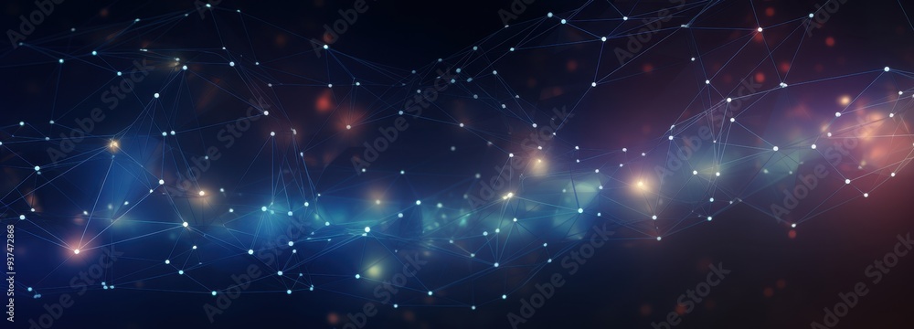 Obraz premium Abstract Network with Glowing Nodes and Lines