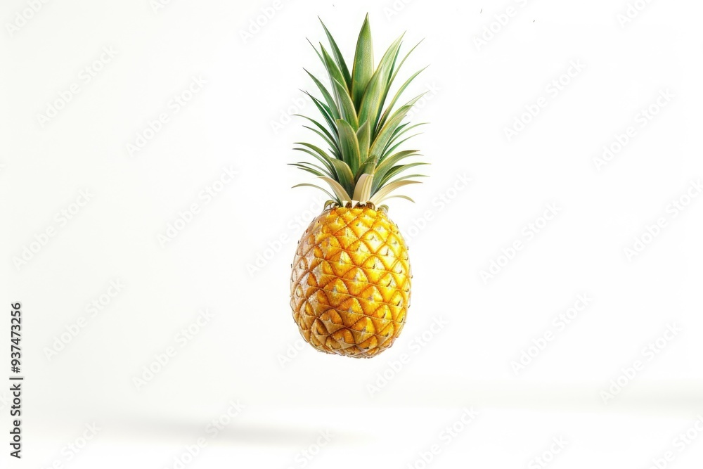 Single pineapple falling isolated on white background. Single pineapple falling isolated on white background.