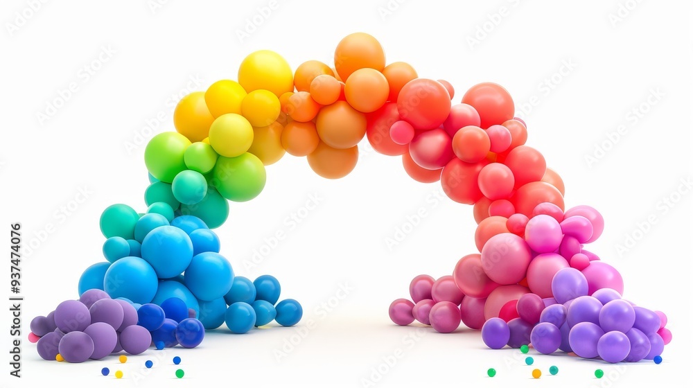 Rainbow Balloon Arch on White Background Rainbow Balloon Arch on White Background