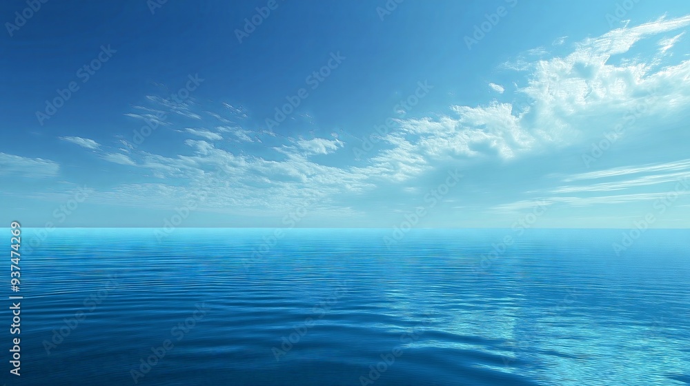 Clear blue ocean under a bright sky with fluffy clouds reflecting on the water
Clear blue ocean under a bright sky with fluffy clouds reflecting on the water