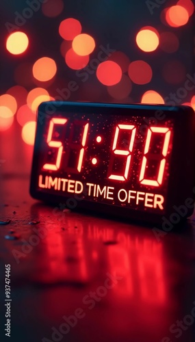 A digital countdown timer with the words FLASH SALE and LIMITED TIME OFFER