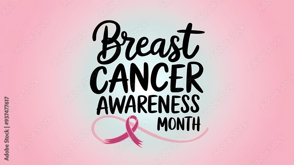 Breast Cancer Awareness Month creative banner with handwritten typography, featuring a symbolic pink ribbon design in vector illustration. Breast Cancer Awareness Month creative banner with handwritten typography, featuring a symbolic pink ribbon design in vector illustration.