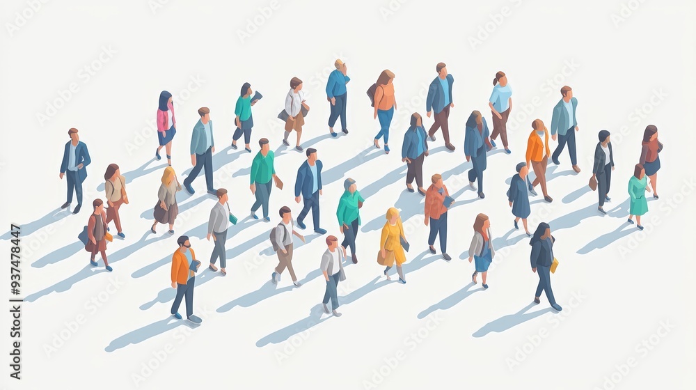 44. Policy influencing employment rates, isometric view, two-tone, 3D illustration 44. Policy influencing employment rates, isometric view, two-tone, 3D illustration