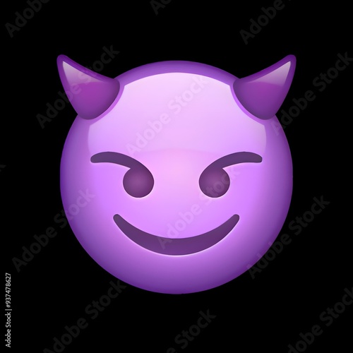 Purple Devil Emoji on Black Background
