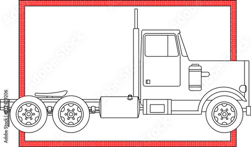 Vector sketch illustration of silhouette design of industrial truck vehicle heavy equipment material in box frame