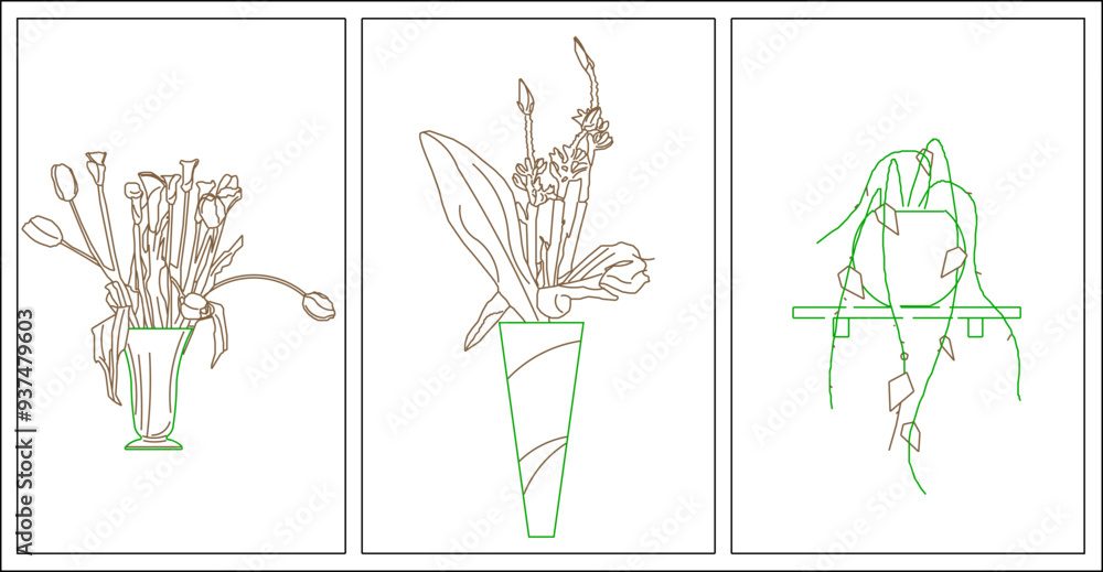 Vector sketch illustration of silhouette of unique ornamental plant interior design for room decoration and garden landscape Vector sketch illustration of silhouette of unique ornamental plant interior design for room decoration and garden landscape
