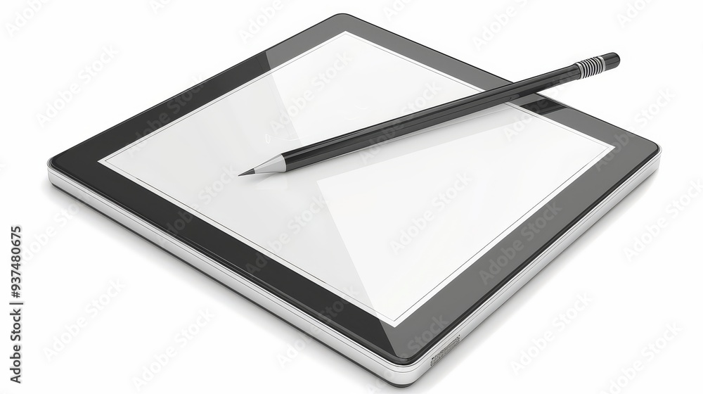 Digital drawing tablet with blank screen isolated on white background Digital drawing tablet with blank screen isolated on white background