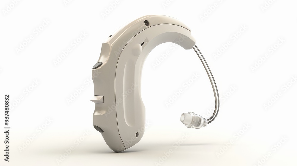 Digital hearing aid with blank screen isolated on white background Digital hearing aid with blank screen isolated on white background