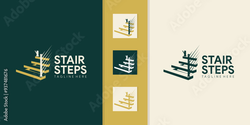simple collection of modern staircase step vector logos