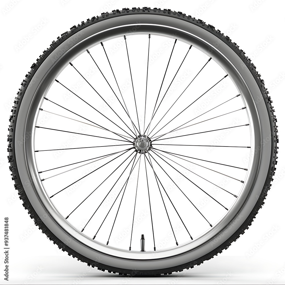 Fototapeta premium Bike wheel on blurred background.