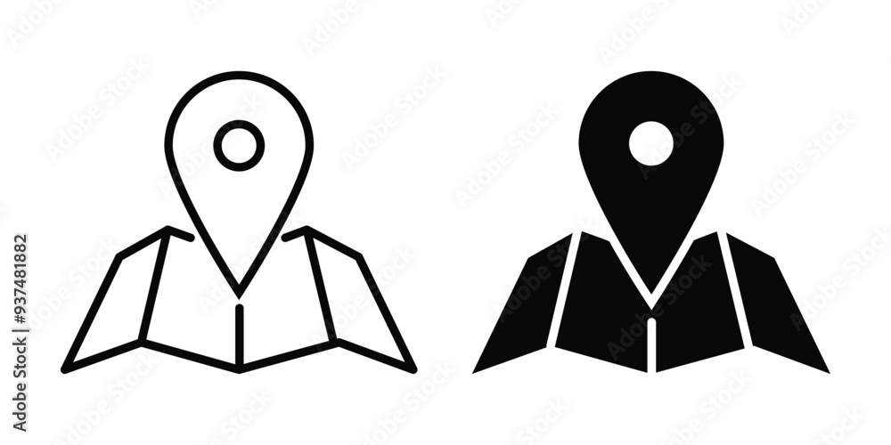 Map and location symbols set. Mapping icon. Geolocation map path distance. GPS cartography position. Pinpoint, map search, route, navigator eps 10. Map and location symbols set. Mapping icon. Geolocation map path distance. GPS cartography position. Pinpoint, map search, route, navigator eps 10.
