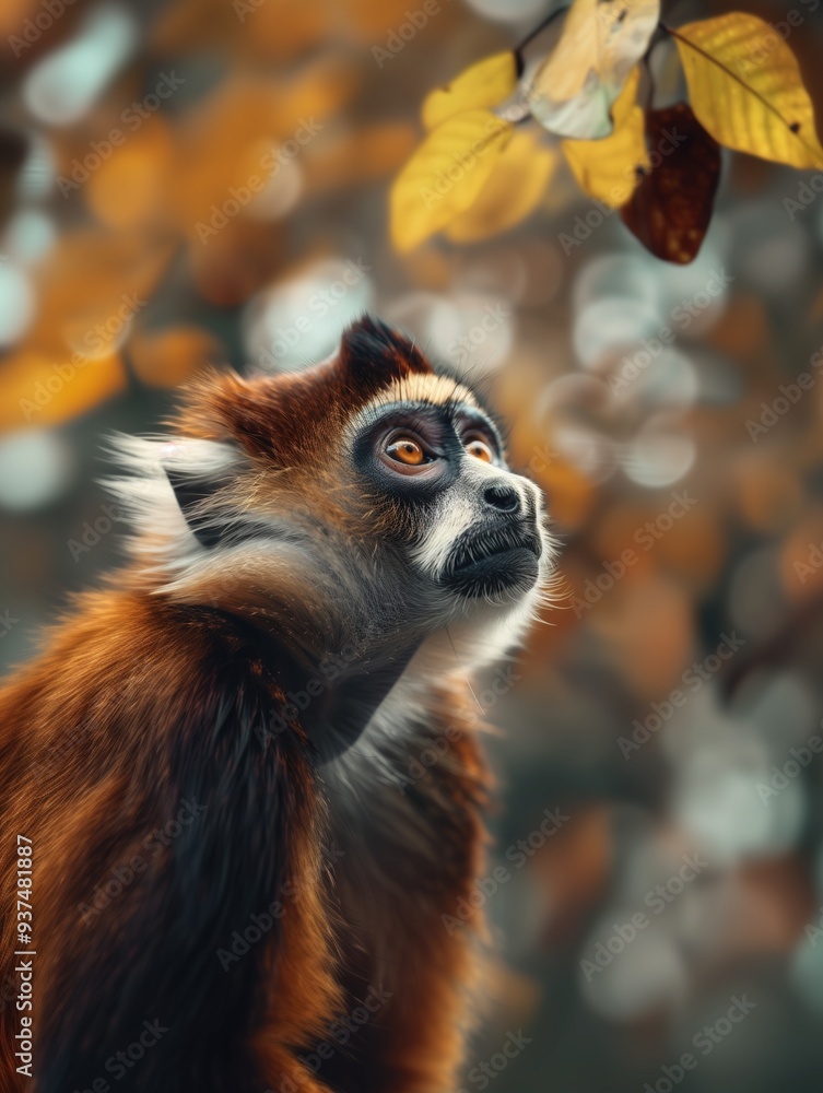 Fototapeta premium Diana Monkey, African Primate, Arboreal Wildlife in Nature