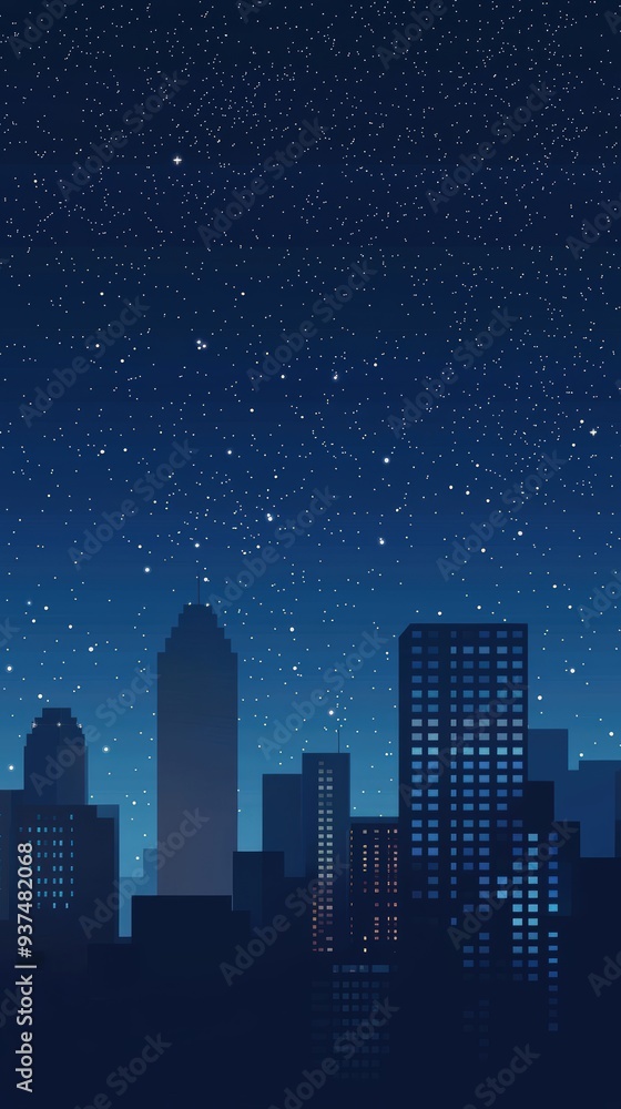 Cityscape under starry night Cityscape under starry night