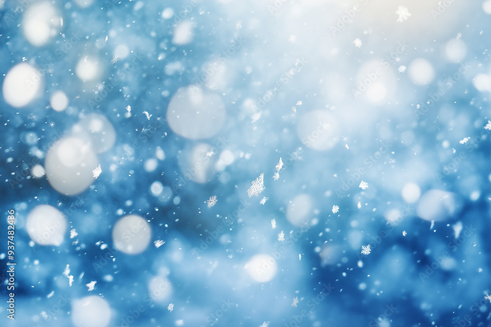 An enchanting winter scene featuring a blur of snowflakes against a deep blue background. The soft, swirling snow creates a sense of wonder and cold beauty. An enchanting winter scene featuring a blur of snowflakes against a deep blue background. The soft, swirling snow creates a sense of wonder and cold beauty.