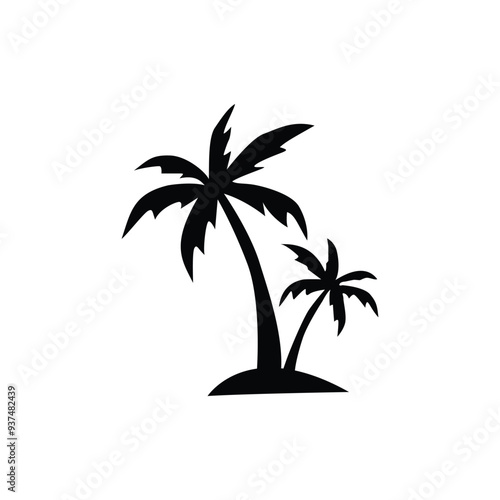 palm tree silhouette black and white