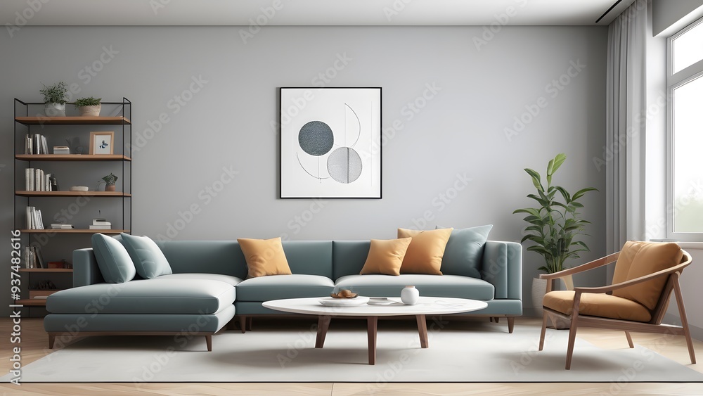Fototapeta premium living room sofa photo,illustration.